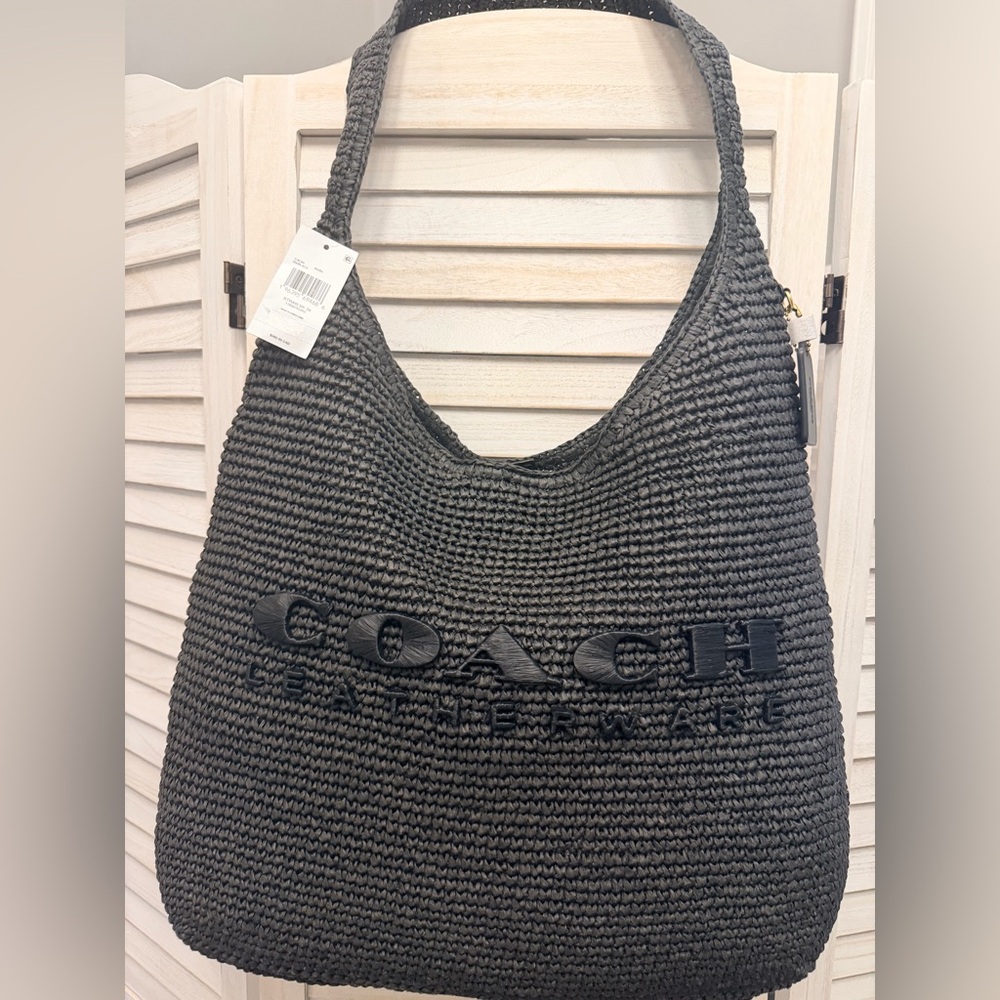 NWT Coach Black Straw/Woven Brooklyn 39 with dust bag